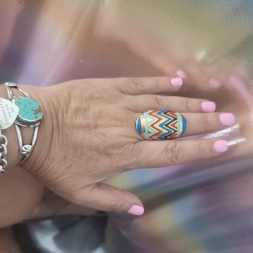Colorful Zigzag Pattern Ring - Picture 4 of 5